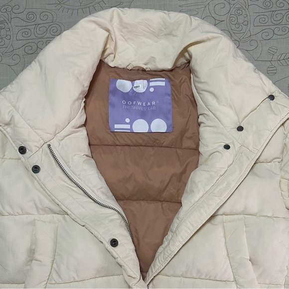 EUC OOFwear Coat Women 40 (Small) Cream Puffer Zip Front Insulated Oversized - Picture 8 of 16